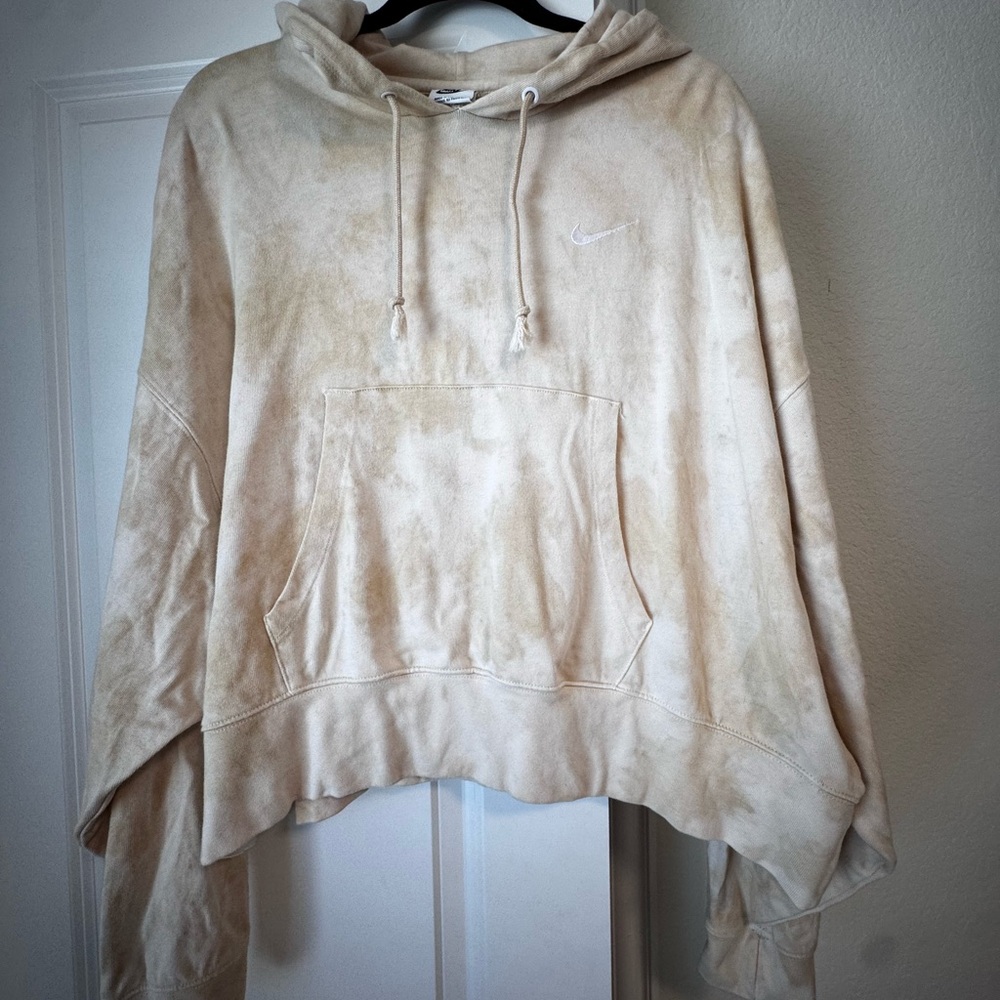 Nike Cream Tie-Dye Cropped Hoodie